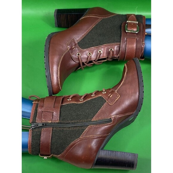 Antonio Melani Women's Brown Side Zipper Leather Heel Ankle Boot Size 8M - Picture 5 of 9